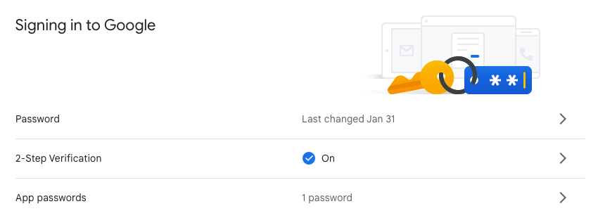 Create an application password on the Google console